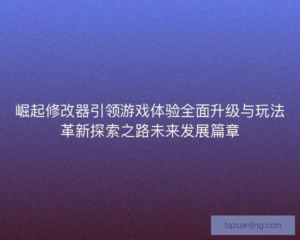 崛起修改器引领游戏体验全面升级与玩法革新探索之路未来发展篇章