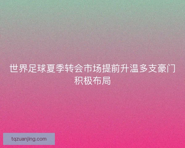 世界足球夏季转会市场提前升温多支豪门积极布局