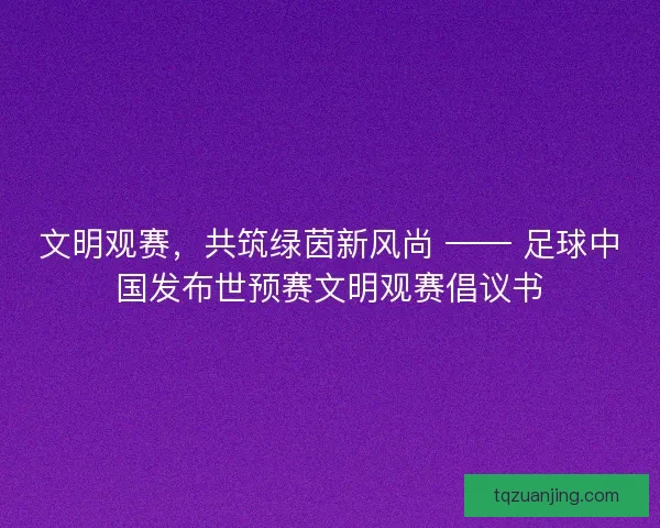 文明观赛，共筑绿茵新风尚 —— 足球中国发布世预赛文明观赛倡议书