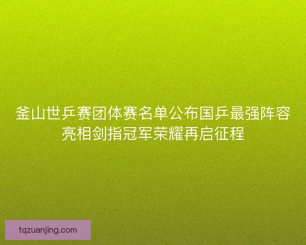 釜山世乒赛团体赛名单公布国乒最强阵容亮相剑指冠军荣耀再启征程