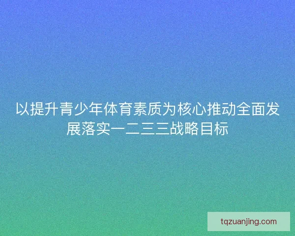 以提升青少年体育素质为核心推动全面发展落实一二三三战略目标